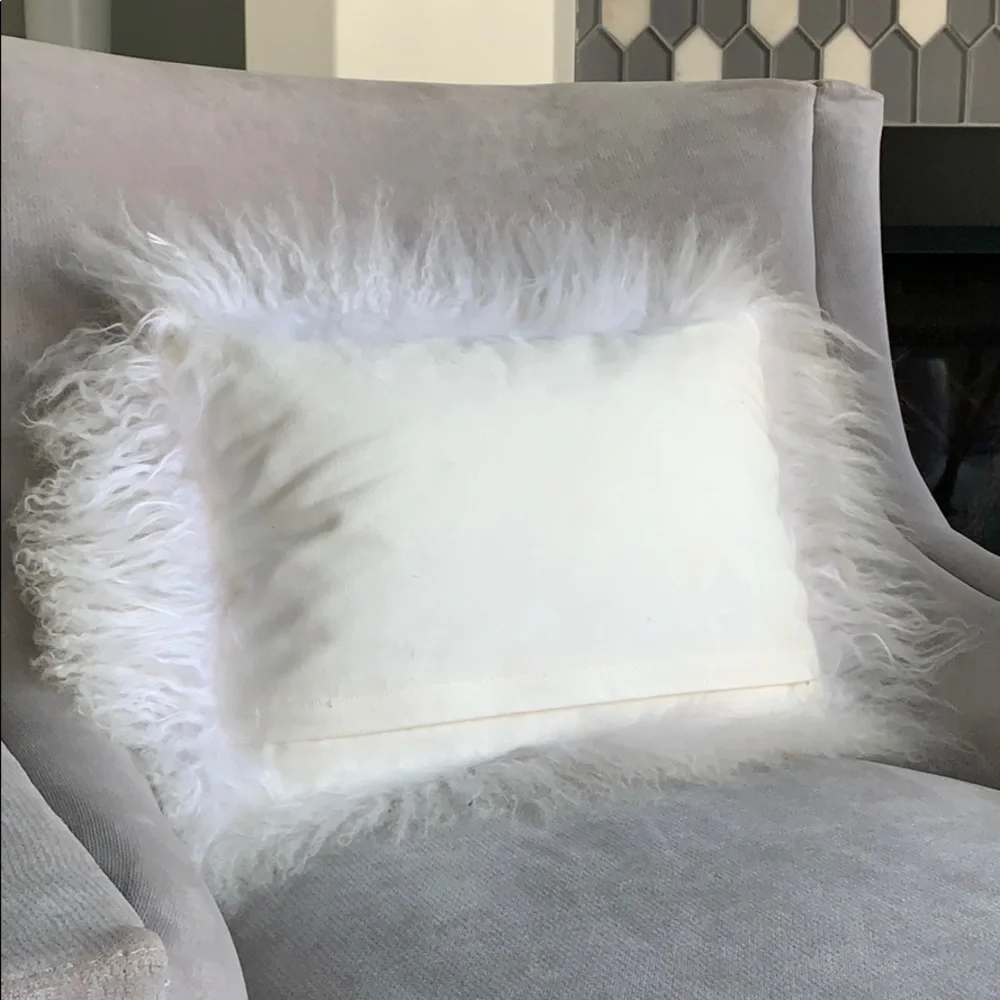 One PAIR of West Elm 12x16 Mongolian Lamb Pillows